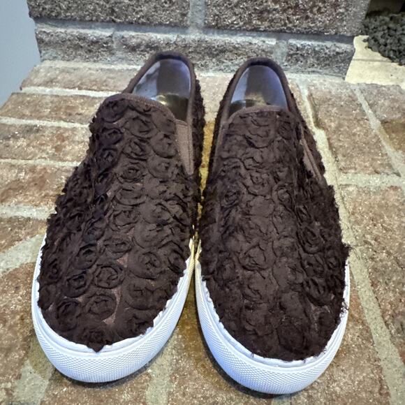 Tory Burch Flower Rosette Slip On Sneaker - Dark Red Brown - Size 8M - Picture 2 of 16